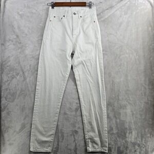 Saint Laurent Paris Womens Jeans UK 19 White High-Rise Straight Leg Button Fly